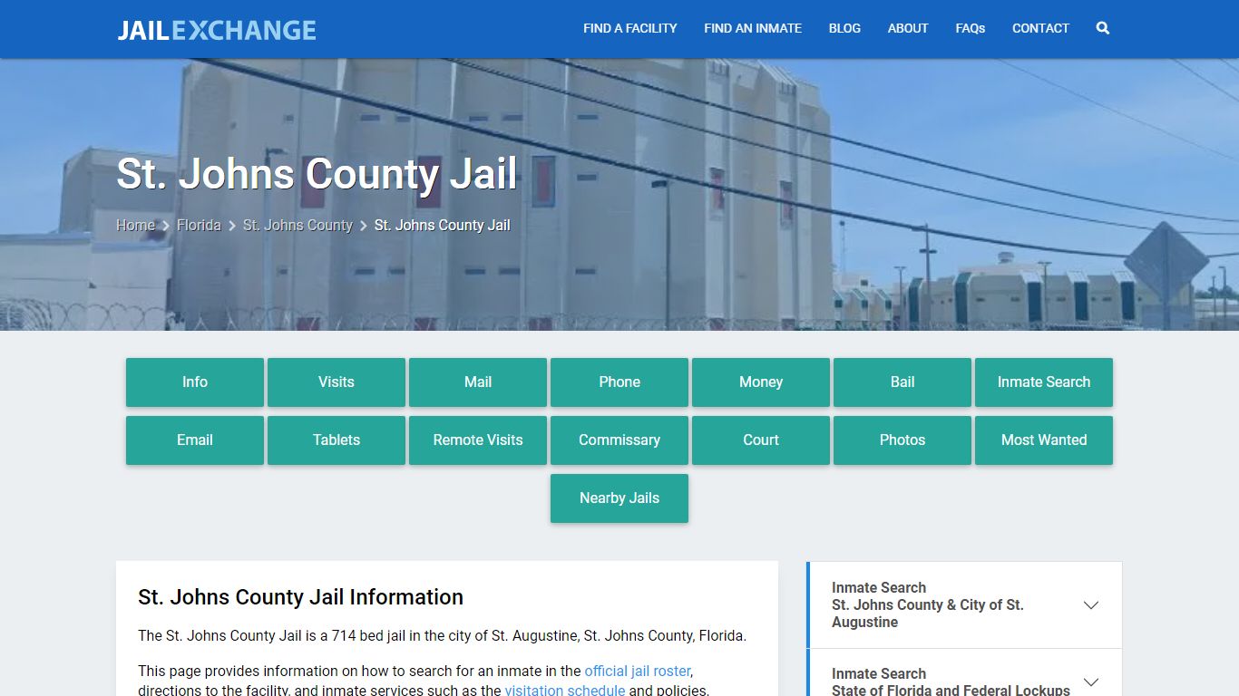 St. Johns County Jail, FL Inmate Search, Information